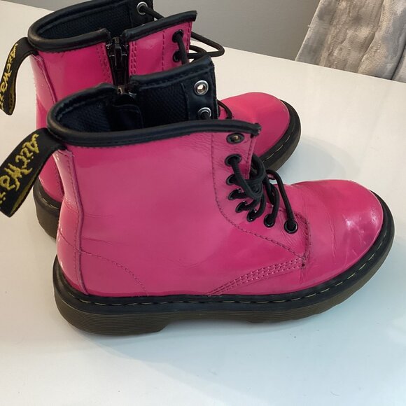 Doc Martens, Delaney, Zip-Up Boots, Youth, Hot Pink, Size 13 US, Patent Leather - Picture 1 of 5